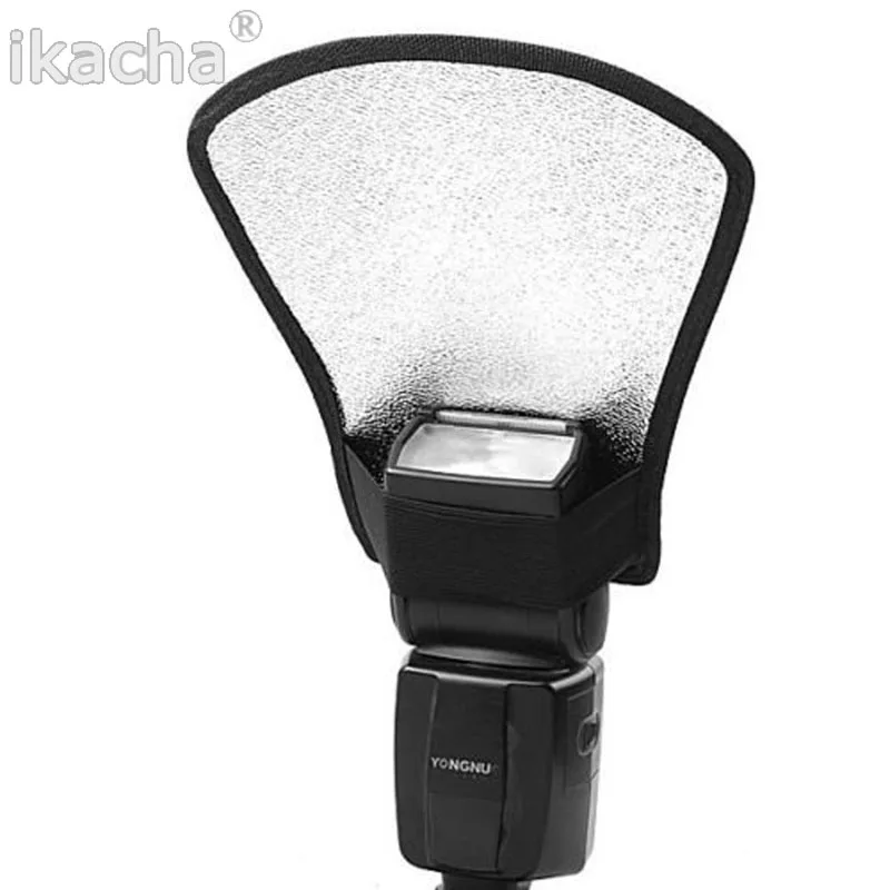 2-in-1 Silver/White Camera Flash Diffuser Softbox Photo Flash Light Reflector For Canon Nikon Sony Cameras Size 11*18*20cm