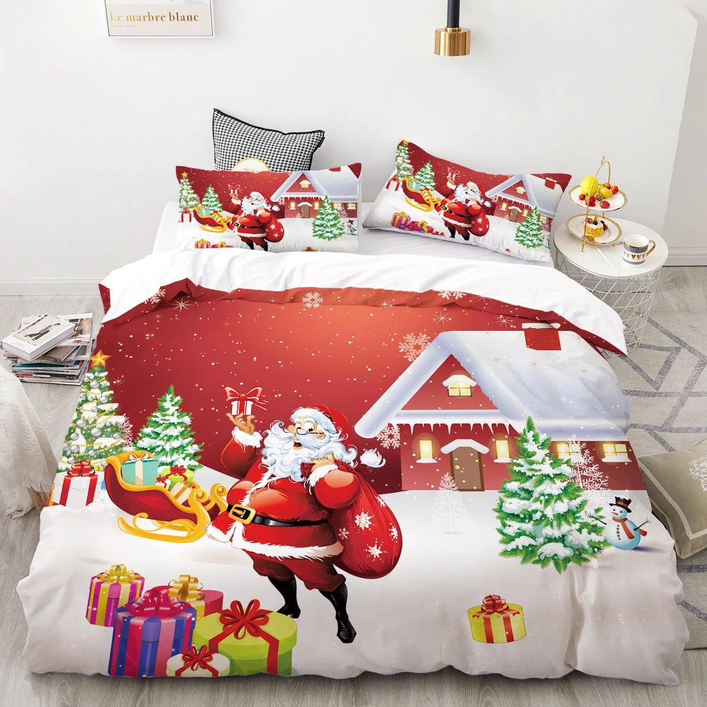 3D HD Digital Printing Custom Bedding Set,Cartoon Duvet Cover Set Kids Baby Child,Christmas Gift Decorations  Santa Claus