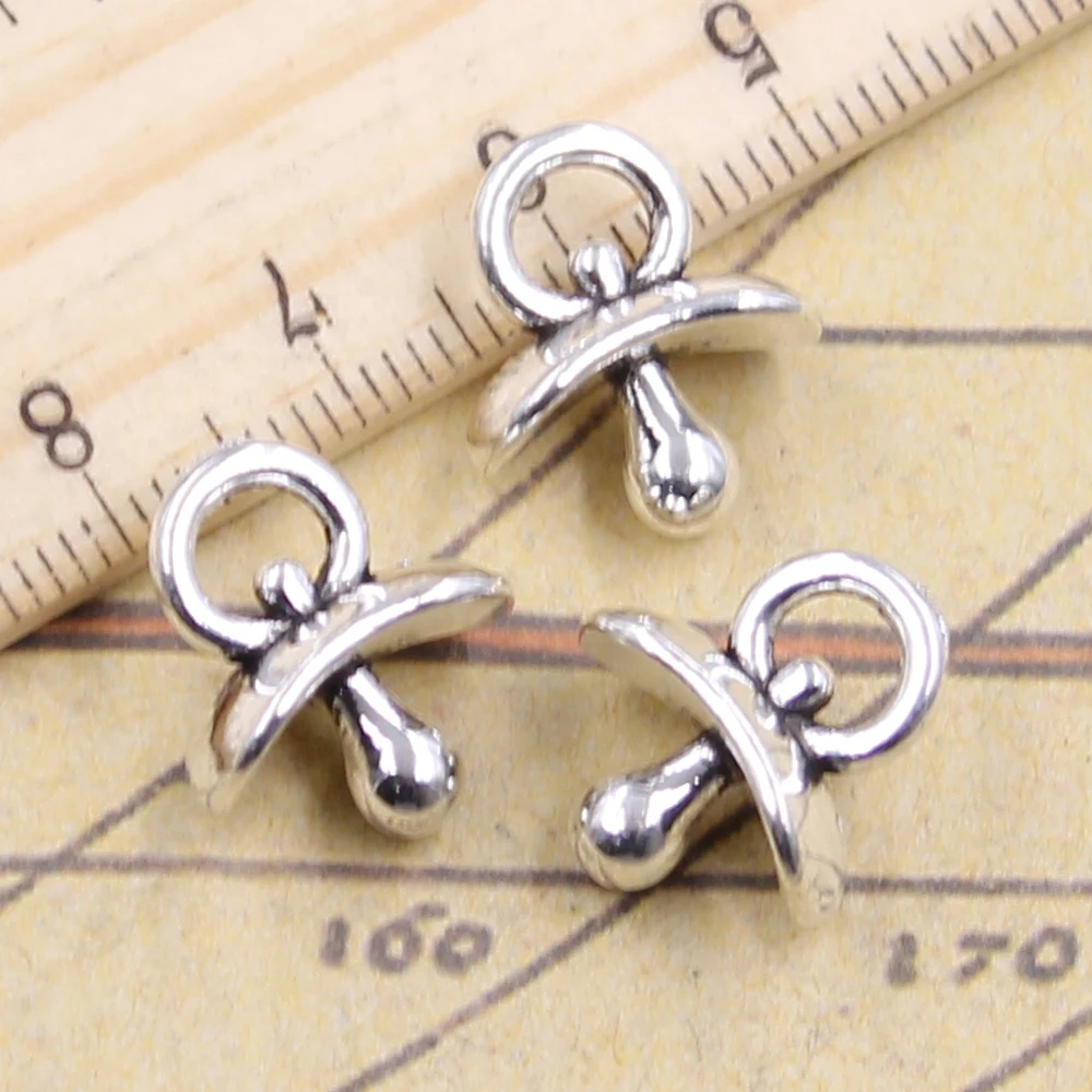 10 sztuk Charms smoczek dla niemowląt Binky gryzak 16x14x8mm tybetański kolor srebrny wisiorki antyczne tworzenie biżuterii DIY Handmade Craft