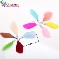 OlingArt Natural feathers 10pcs colorful Feathers 3cm  women choker necklace Jewelry Making Straps Keychain Pendants charms