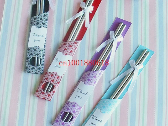 Free shipping Chinese style East Meets West Stainless steel chopsticks With retail box for Wedding favors gifts,500Pairs/lot