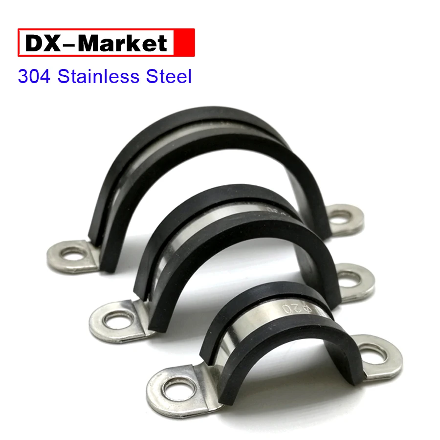 

6mm-200mm 【16mm Width 】Pipe Clamp Clip ,304 Stainless Steel Rubber Clamps ,C003