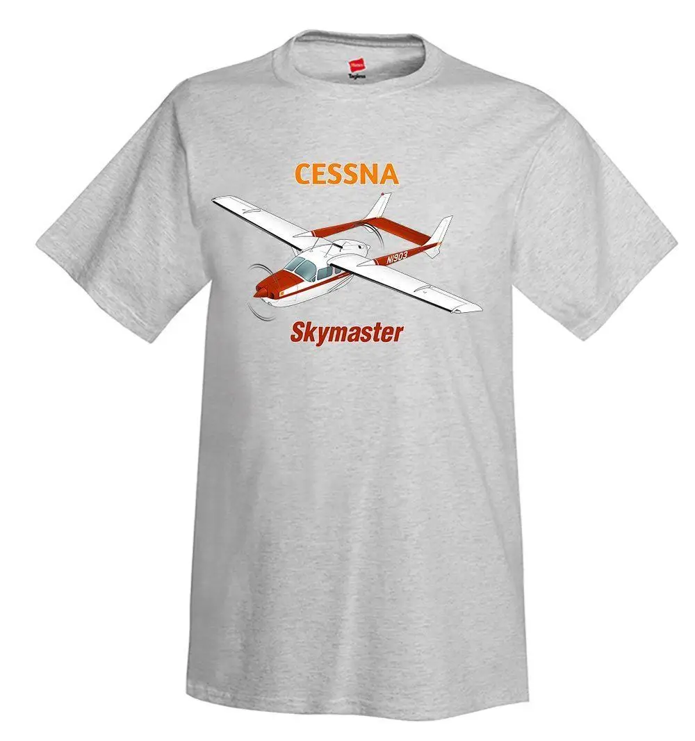 100% Cotton Print Mens Summer O-Neck Cessna 337G Skymaster Airplane T-Shirt - Personalized Tee Shirt