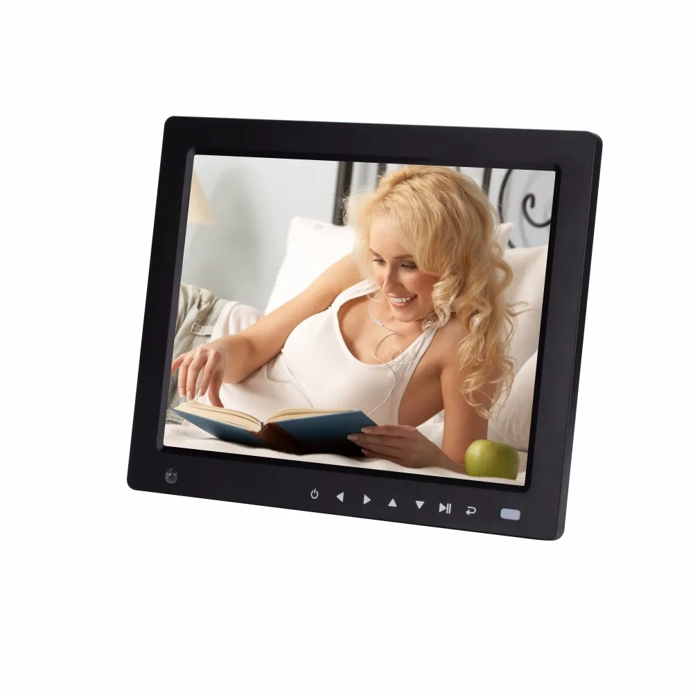 10 inch motion sensor body sensor touch buttons infront 4X3 ratio play picture video music calendar digital photo frame player