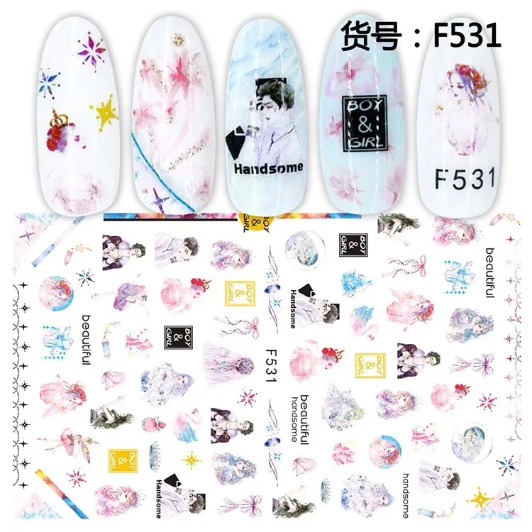 Newest F-531-532 universe beauty 3d nail art sticker nail decal stamping export japan designs rhinestones  decorations