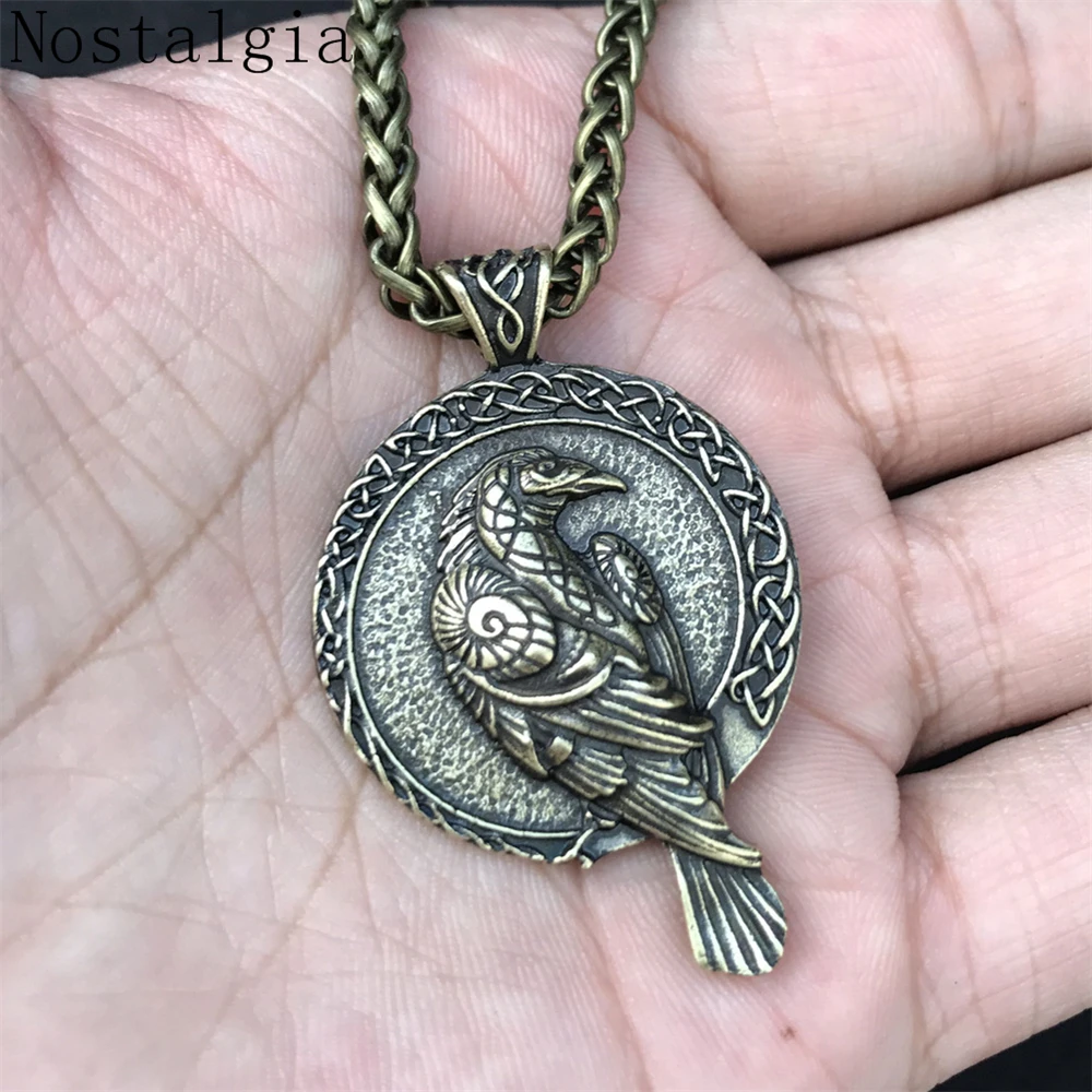 Dropshipping Viking Raven Nordic Amulet Necklace Pendant Black Bird crow necklace Norse talisman Viking Men Jewelry