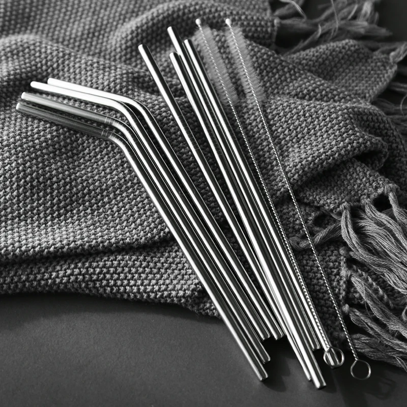 20oz/30oz 21.5cm 24.1cm 26.7cm Reusable Drinking Straw 316 Stainless Steel Straw Cleaner Brush For Home Party Bar Accessories