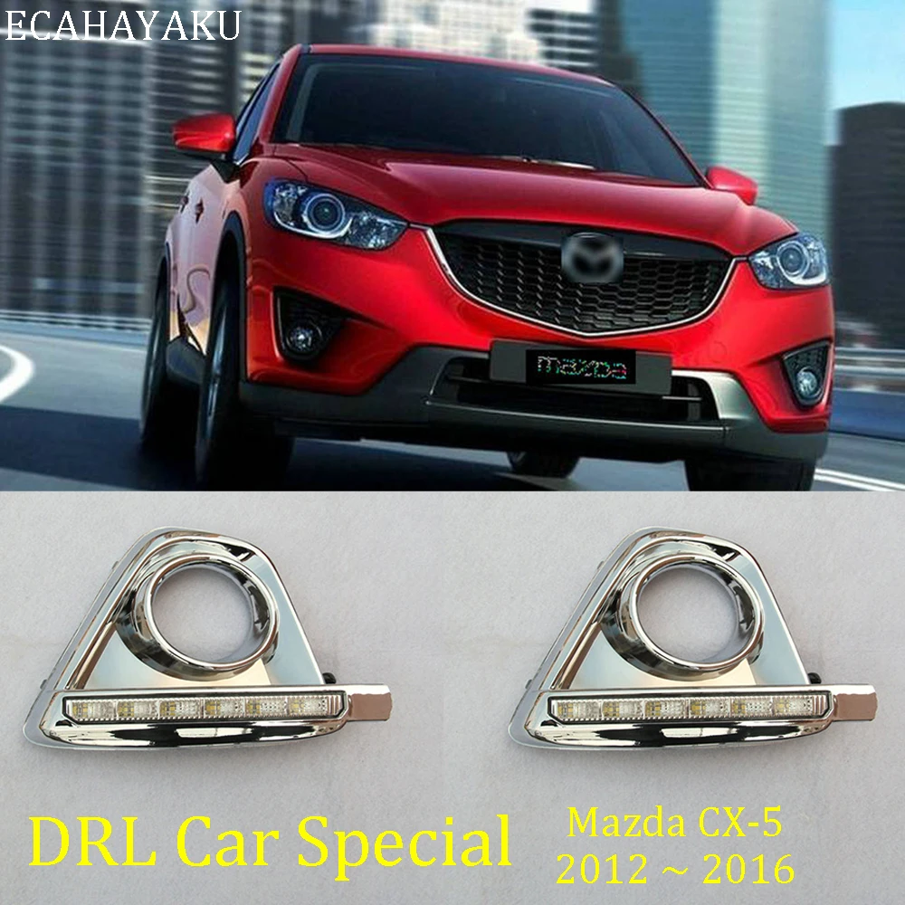 

ECAHAYAKU 1 пара светодиодных дневных ходовых огней DRL для Mazda CX-5 CX5 CX 5 2012 2013 2014 2015 2016 дневные ходовые огни противотуманные фары