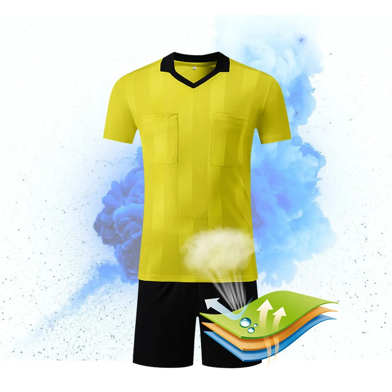 New designs referee soccer jersey football shirt referee judge uniform breathable soccer sets referee uniforms