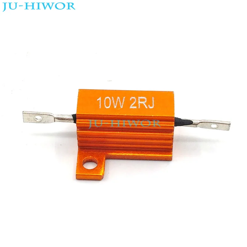 (2pcs/lot) RX24 2 Ohm 2R 10W 10Watts Aluminium Housed High Power Resistor Metal Shell Heatsink Resistor 2ohm Resistance