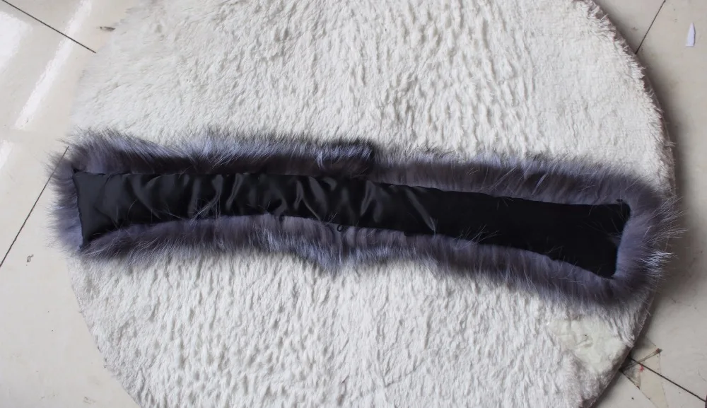 Linhaoshengyue-Silver Fox Fur Straight Collar, 70 Long