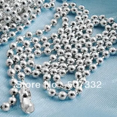 

Free Shipping!! 20pcs Silver Plated Round Ball Beads Chain Necklace 2mm CC008