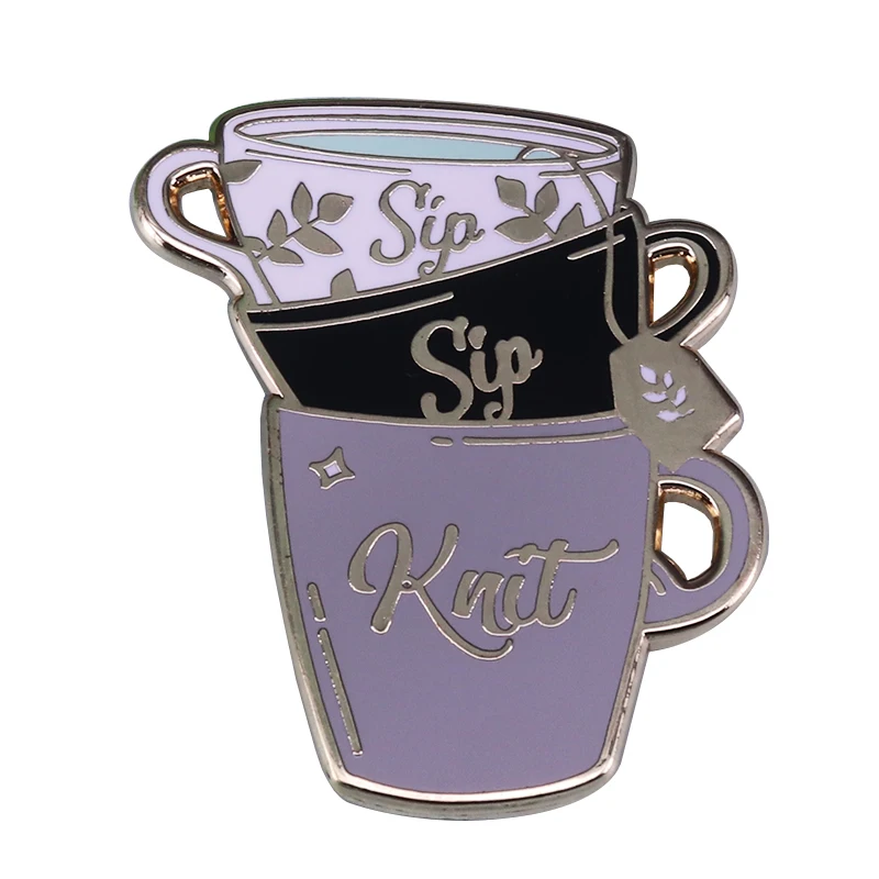 Sip sip knit pin funny craft accessory knitters tea lover perfect addition