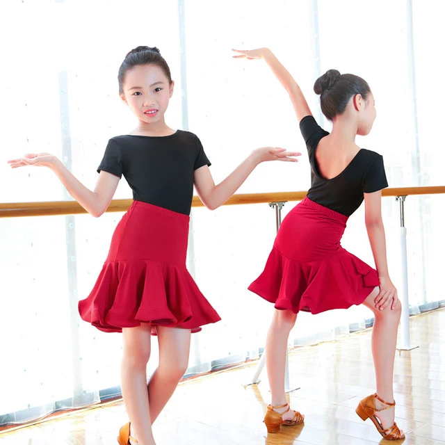 Robe de danse latine pour filles, salsa, tango, rumba, robes de Rhpour enfants, cocktail rouge, jupe sirène, nouveau