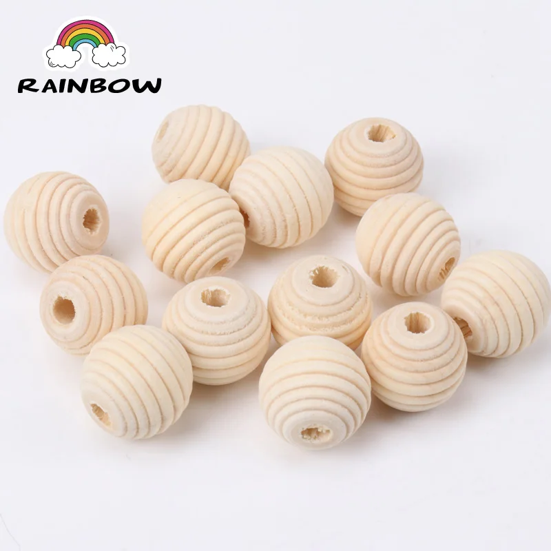 New Natural Whorl Wave Wooden Round Ball Spacer Beads for Decoration Jewelry Making Diy 20mm 10Pcs