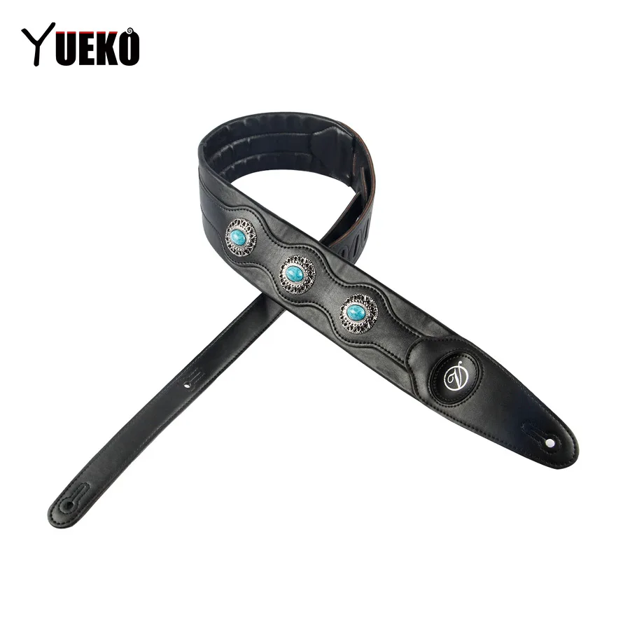 YUEKO Blue Diamond Guitar Strap Soft Leather High Quality Acoustic Electric Bass Guitar Strap Width 6.5cm Guitar Accessories