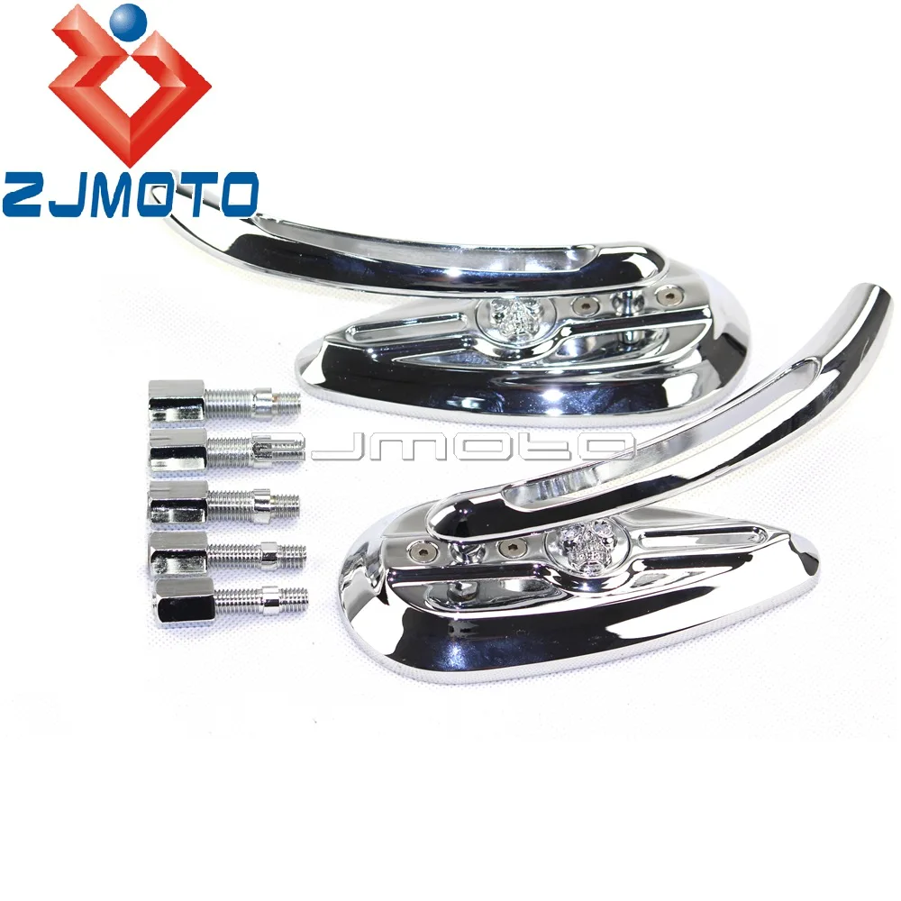 Universal Chrome Motorcycle Rearview Mirrors For Harley Dyna Softail Sportster Custom Skull Teardrop Side Mirrors