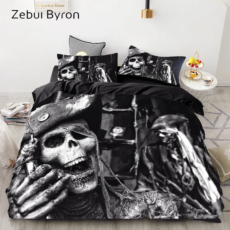 luxury Bedding Sets 3D Custom,Duvet Cover Set Queen/King,Quilt/Blanket Cover Set,3 PCS Bed se,dark pirate skull bed linen