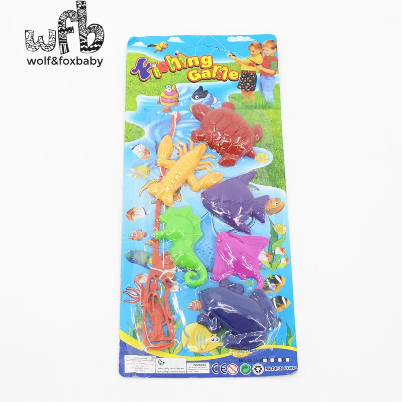 Retail 6pcs/pack magnetic fishing game 5fishes model Baby infant Educational Toys intelligence