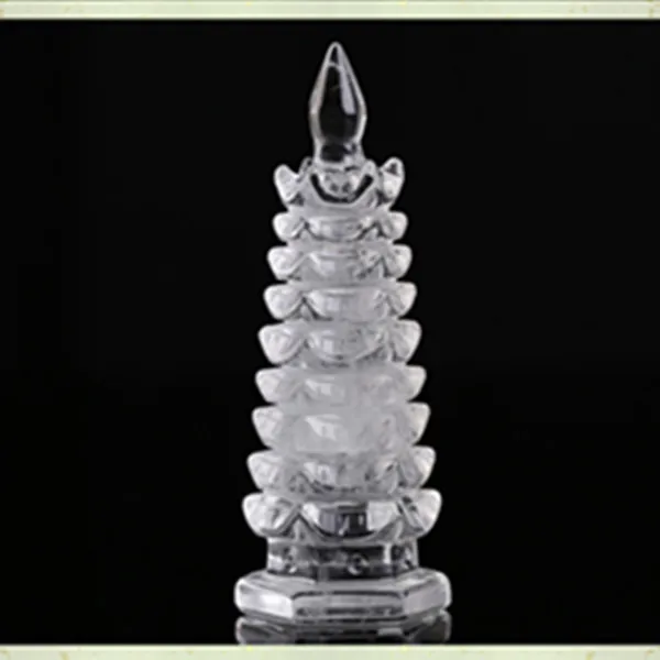 

Natural white crystal wenchang tower wenfeng tower feng shui pieces multi - layer hand carving