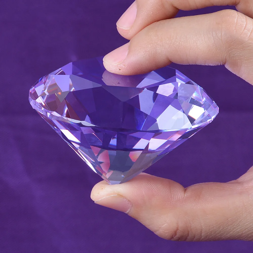 

60mm Purple Jewel Purple Diamond For Garden Decoration Glass Living Fairy Garden Room Accessories