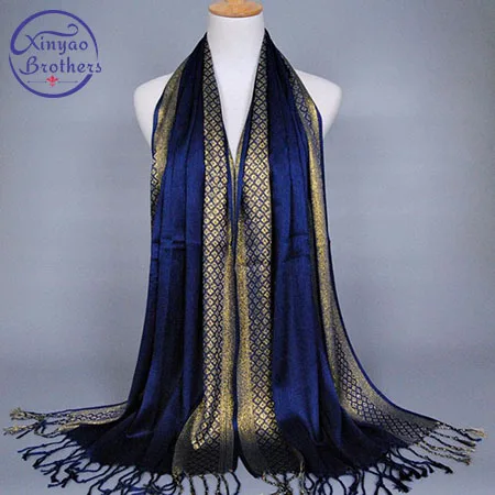 2018 Plain fashion print glitter tassels cotton lurex plaid stripe scarf long hijab muslim scarves/scarf 60x180cm