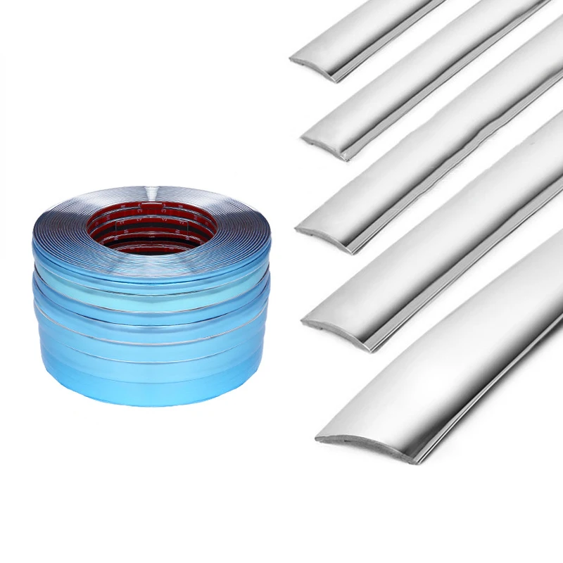Car Chrome Styling Decoration Moulding Trim Strip Tape Auto DIY Body Bumper Protect Sticker 6mm 8mm 10mm 12mm 15mm 20mm