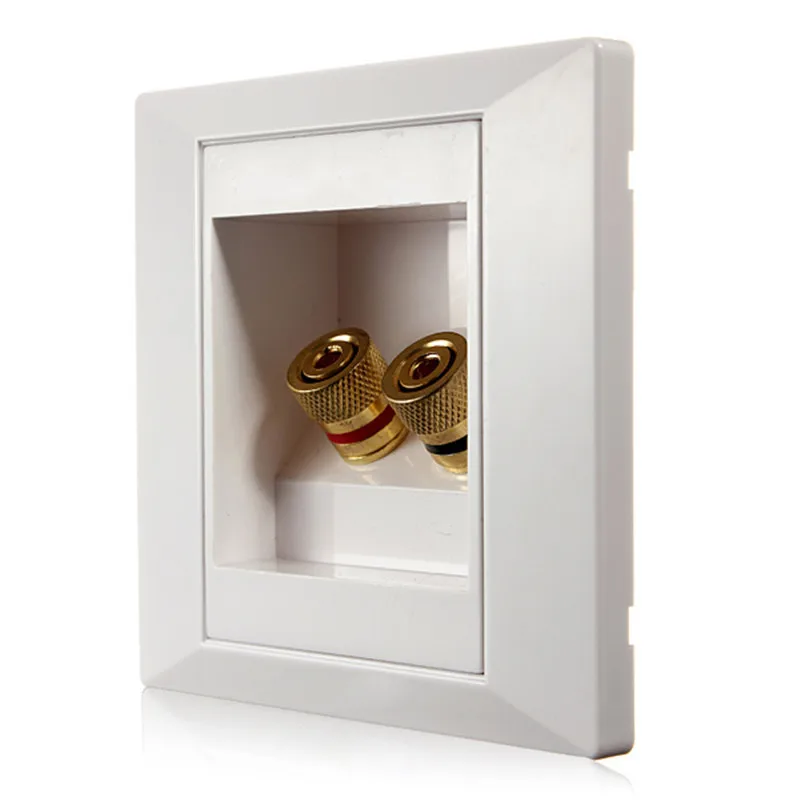 2 Binding Post Banana Plug Gold Plated Audio Jacks Wall Plate Panel Two Speakers Interface 86mm x 86mm