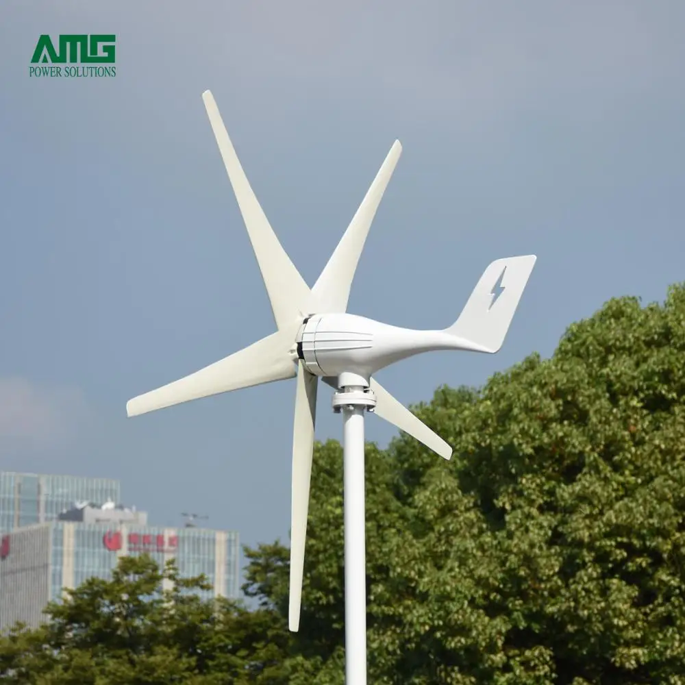 600W 24V 5 Blades Low Wind Start Up Wind Mill Turbine Generator, Charger Controller, Optional Duty Free