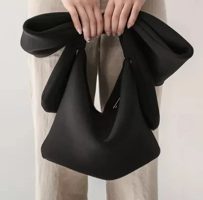Kobiety kosmiczna bawełna torebka torebka ślubna skrzynki sprzęgła imprezowa, koktajlowa Bowknot koreański styl czarny Vintage Chic modny pasek torba