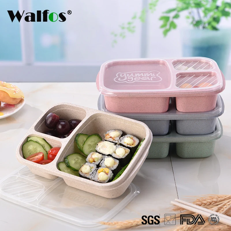 

Microwave Lunch Box Wheat Straw Bento Box With Compartment Picnic Bento Boxes Food Container Kids School Adult Office LunchBox