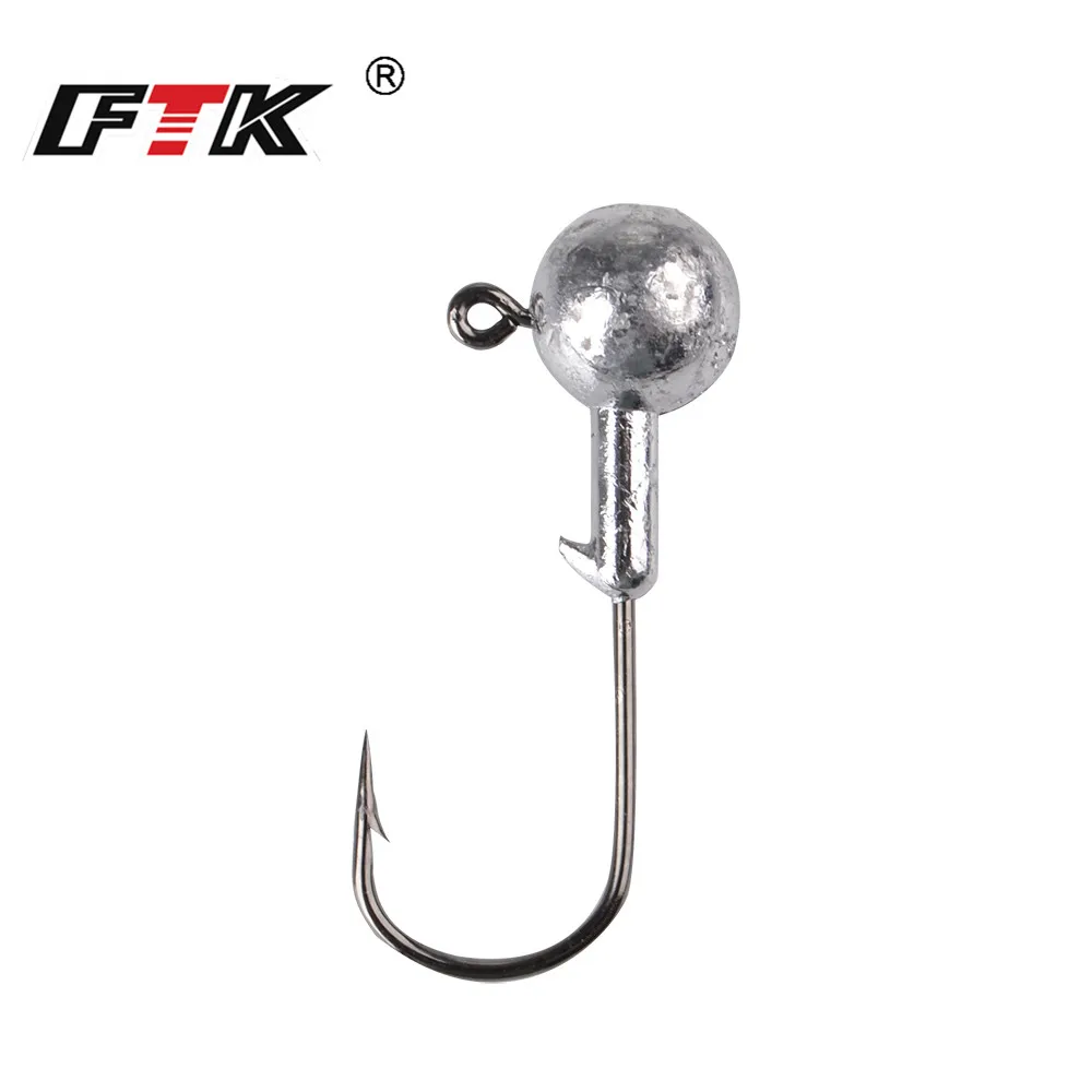 

FTK Jig Head Fishing Hook for Soft Shad Lure 1.0g/1.5g/2.5g/3.5g/5g/7g/10g/14g/20g Strong Jigging Bait Lead Lure Fishing Tackle