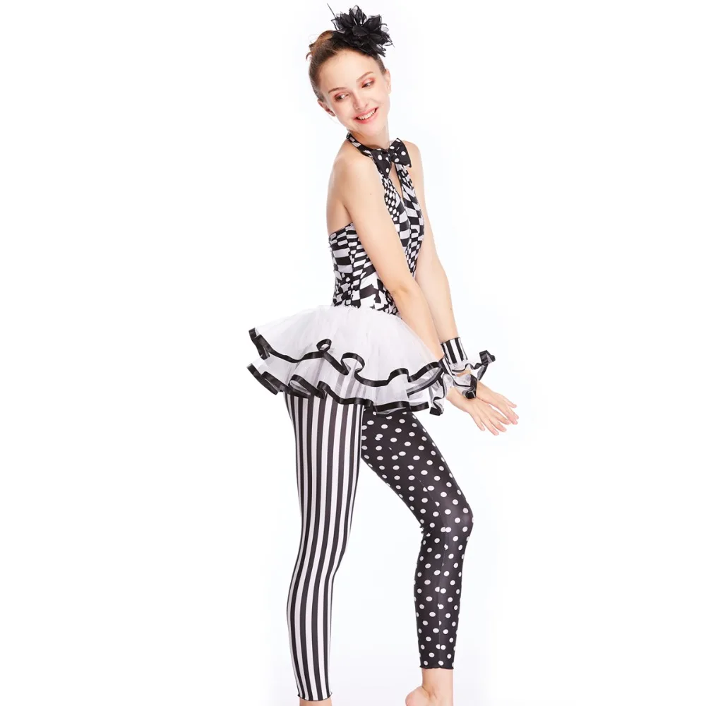 MiDee Charactor Dance Costume Performance Dancewear Black-and-white Print Dance Bodysuit Unitard Hip Hop Outfits