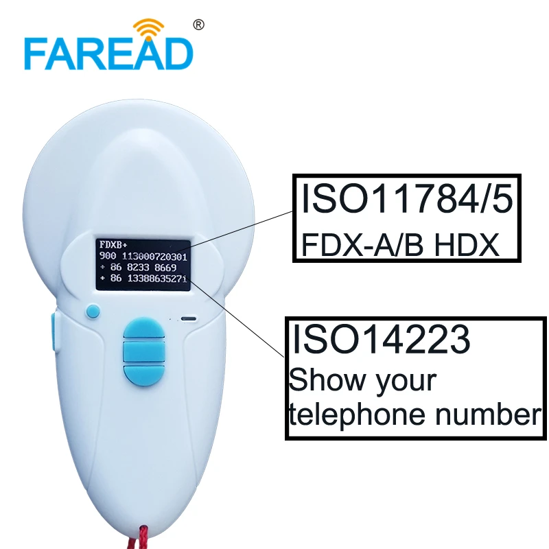 Gratis Verzending Sample 1x Microchip Spuit + Rfid Bluetooth-Compatibele Scanner 134.2/125Khz FDX-A/FDX-B Rfid huisdieren Glas Tag Reader