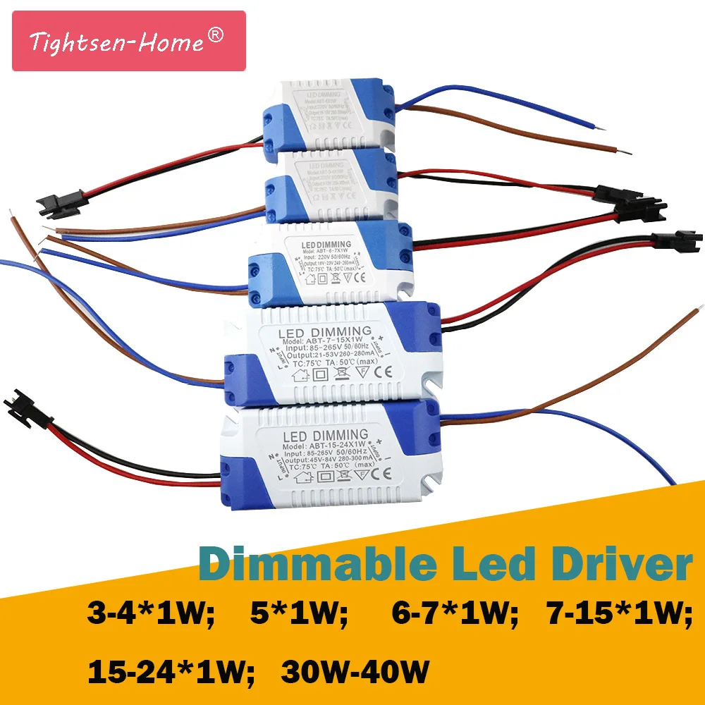 3-40W Dimmable Isolated LED Driver AC85-265V DC3-85V Light Transformer 300mA Power Supply Adapter for 220V 110V Led Lamps bulb