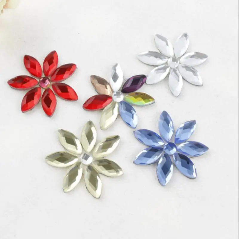 Flower motifs hot melt adhesive rhinestones applique patches DIY scrapbook