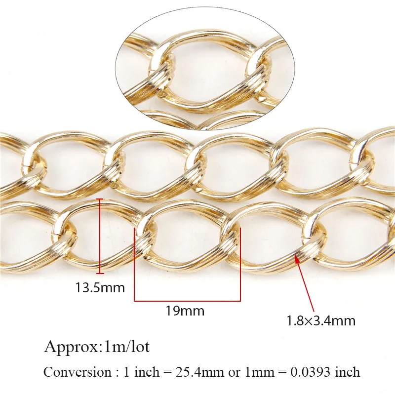 Thick Gold Textured Cable Necklace Twisted Curb Chains Bulk Fit Bracelets Open Link Chain DIY Jewelry Making 1.8x3.4x13.5x19mm