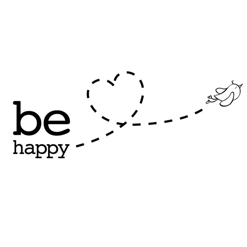 Be Happy Flying Bird Heart Wall Sticker For Kids Room Bedroom Decoration Home Art Decals Wallpaper Removable Stickers