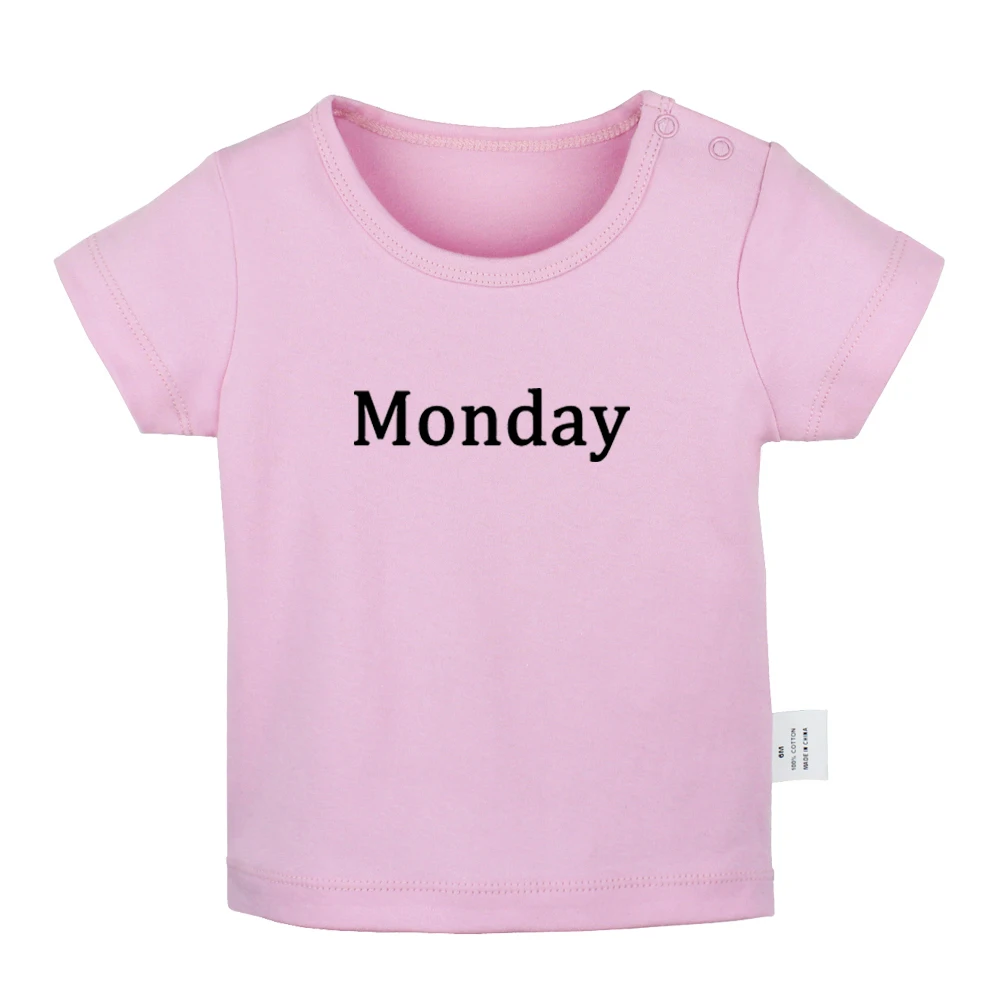 

Monday Tuesday Wednesday Thursday Friday Street Printed Newborn Baby T-shirts Toddler Graphic Solid color Short sleeve Tee Tops