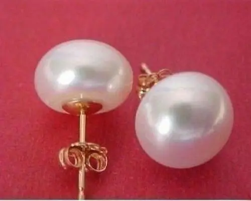 

FREE shipping PERFECT 10-11 MM AAA+++ WHITE AKOYA PEARLS EARRING 14KT GOLD