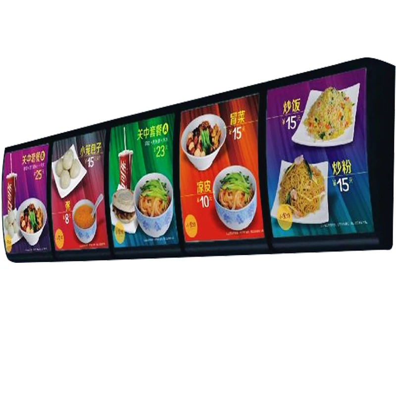 (9Graphics/Column) Wall Mounted D Curved Lightbox, LED Backlit Illuminated Poster Display for Restaurant ,Cafe