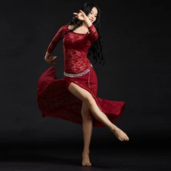 One-piece Dress Belly Dance Clothing Women Dance Sexy Outfits Dresses Floral Lace Bellydance Costume