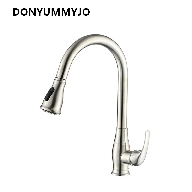 

DONYUMMYJO 1pc New 304 Stainless Steel Kitchen Pull-out Faucet Hot And Cold Sink Faucet Tap With 2 Hoses