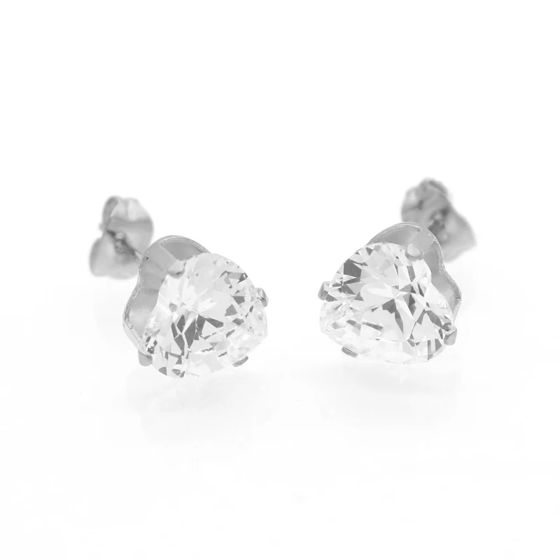 High Quality Crystal Heart Earrings Elegant And Charming Cubic Zirconia Heart Stud Earrings For Women Girls Piercing Jewelry