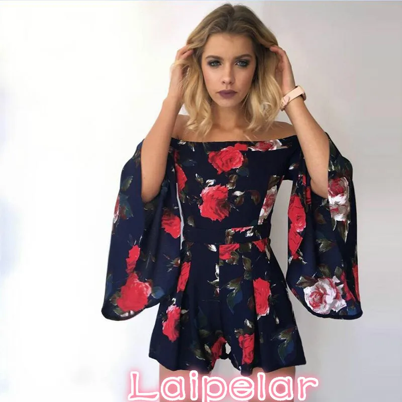 Laipelar-Mini vêtements floraux à manches longues pour femmes, vêtements évasés sexy, 2020