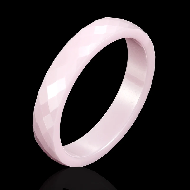 New 4mm Light Pink Black White Beautiful Hand Cut Ceramic Ring For Woman Top Quality Jewelry Without Scratches Woman Ring