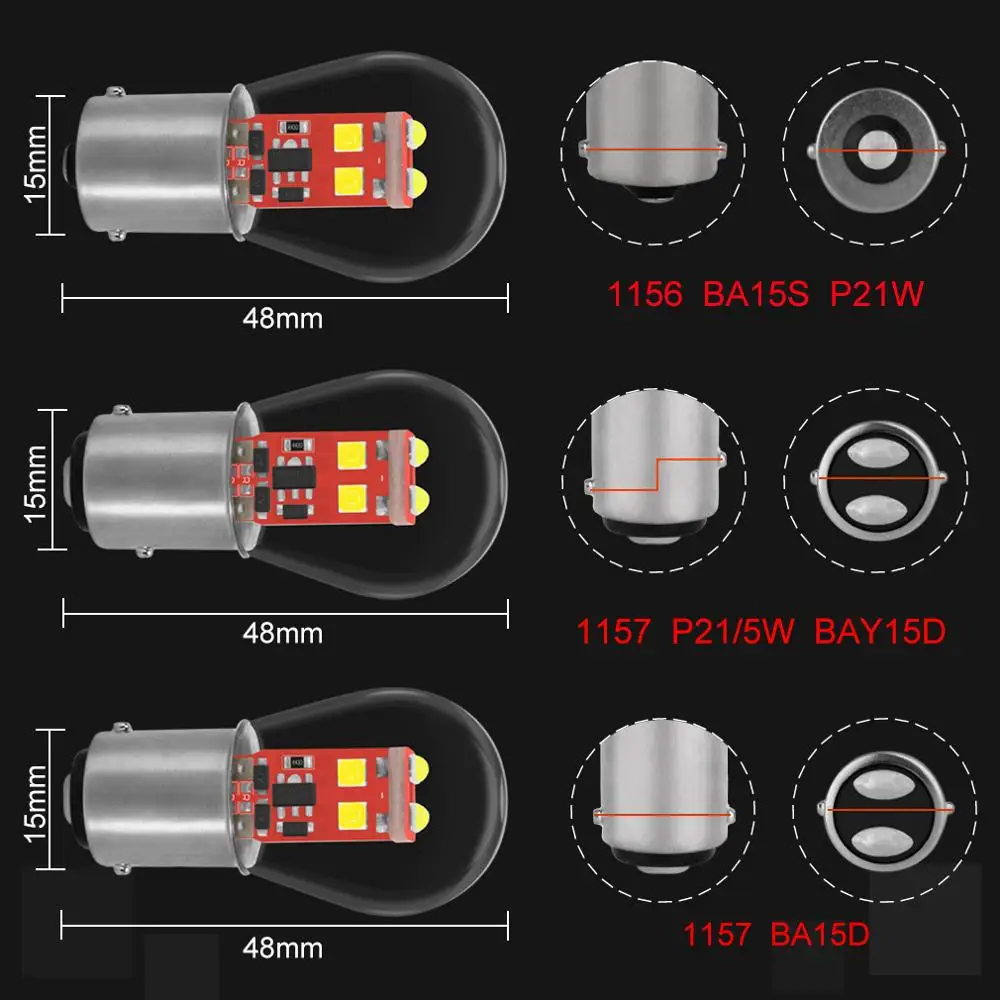 2Pcs 1157 BA15D BAY15D 1156 BA15S P21W P21/5W Led Bulb S35 800LM Car Turn Signal Lamp Reverse Brake Lights Red White Yellow 12V