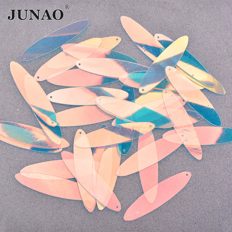 JUNAO 20g 10*40mm Glitter Large Sewing Shape Sequins Decoration leaves Sequin Paillette Material For Needlework Clothes Crafts