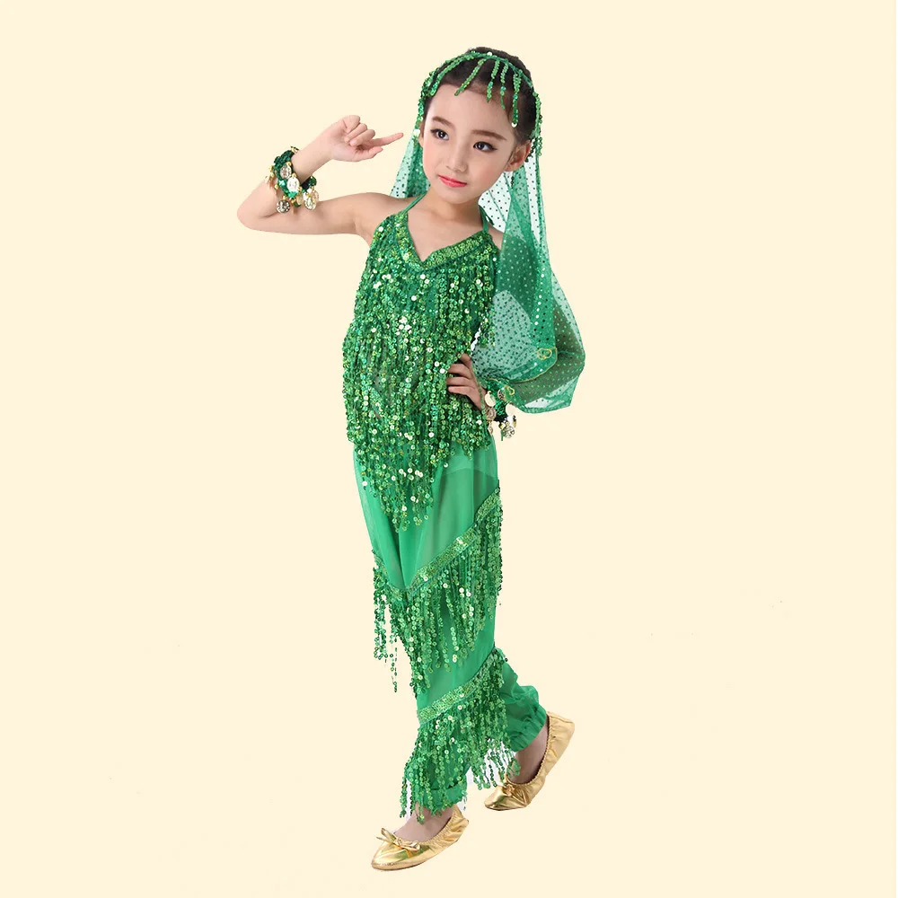 Buikdans Kostuum Set Kids Kind Buikdansen Kleding Voor Meisje Kinderen Bellydance Bollywood Dance Wear 4 Kleuren voor Gekozen