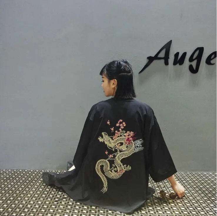 

Korean of the dragon embroidery kimono cardigan women